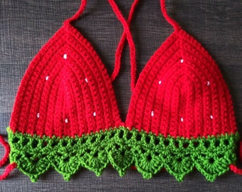Crochet Strawberry Bralette