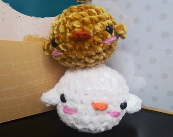 Mini Chick Plushie | Velvet Crochet Spring or Easter Chick Plush Toy | White and Yellow Stuffed Animal