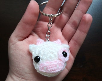 Sparkly Pink Cow Keychain | Crochet Plush | Ornament Gift