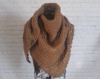 Brown Triangle Scarf | Crochet Shawl, Wrap, Cover Up