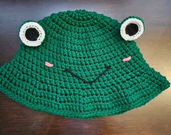 Frog Bucket Hat | Crochet Green Frog Hat