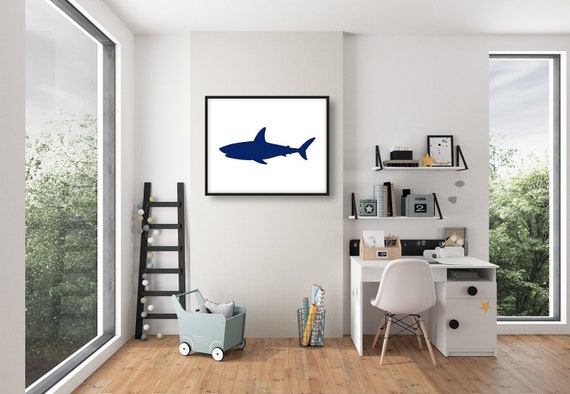 60 Off Shark Print Nautical Decor Kids Room Decor Shark Poster Navy Wall Decor Nursery Decor Baby Room Decor Scandinavian Shark Art