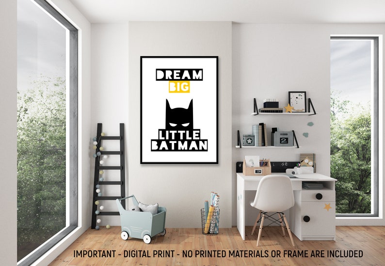Batman Printable Art Superhero Print Batman Poster Batman Gift Boys Room Decor Dream Big Print 60/% OFF Dream Big Little Batman