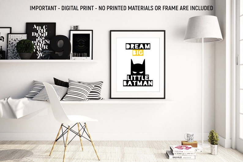 Batman Printable Art Superhero Print Batman Poster Batman Gift Boys Room Decor Dream Big Print 60/% OFF Dream Big Little Batman