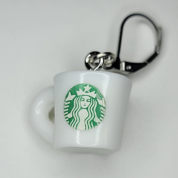 Starbucks Coffee Mug/Cup with Latte Heart Foam Stitch Marker/Progress Keeper/Zipper Pull