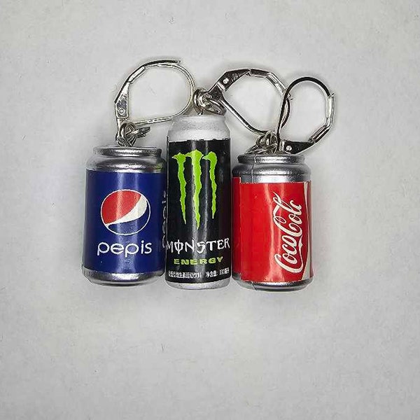 RESIN Blue Cola Can, Energy Drink Can & Red Cola Can Drink -Progress Keeper/Zipper Pull Charm