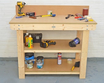 Steadfast wooden workbench | MDF moisture resistant fibreboard worktop |strong, sturdy | Easy to assemble | Fast dispatch