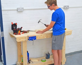 Childrens wooden workbench - 3ft single or double shelf