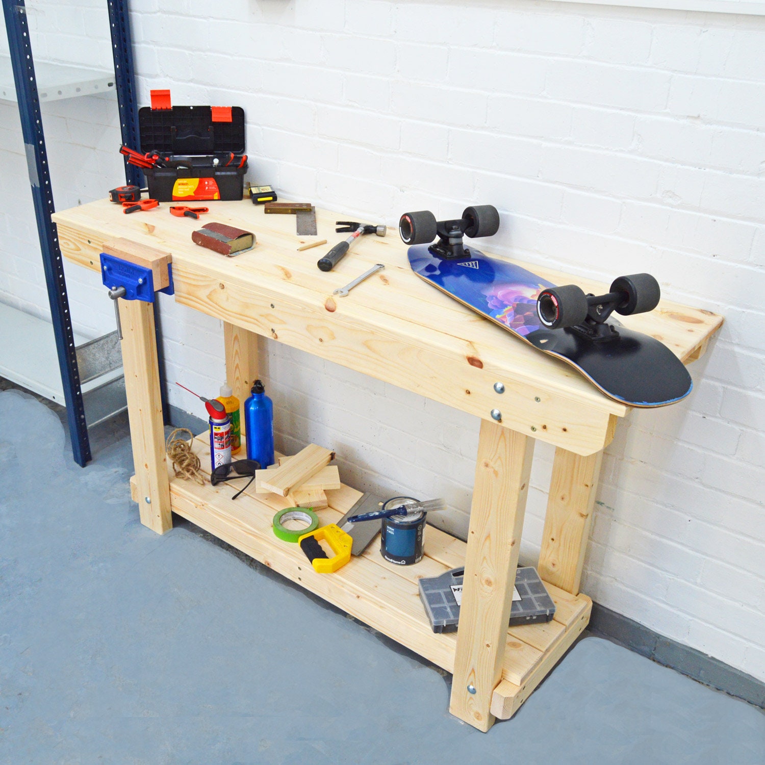 Childrens Wooden Workbench 3ft Single or Double Shelf - Etsy UK