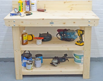 Steadfast wooden workbench | 100% Pine worktop |strong, sturdy | Easy to assemble | Fast dispatch