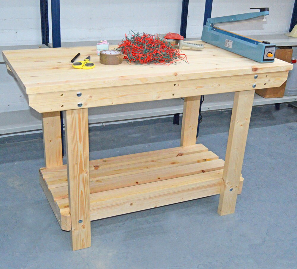 4FT Wooden Workbench Handmade VERY STRONG & STURDY Top Etsy
