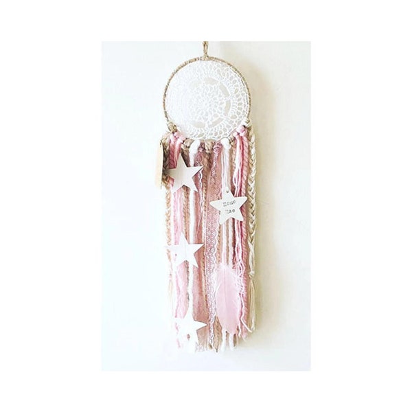 Dream Catcher, Dreamcatcher, Boho Decor, Baby Gift, Mum to be present,  pink, neutral, wall hanging, wedding decor, Bridesmaid gift