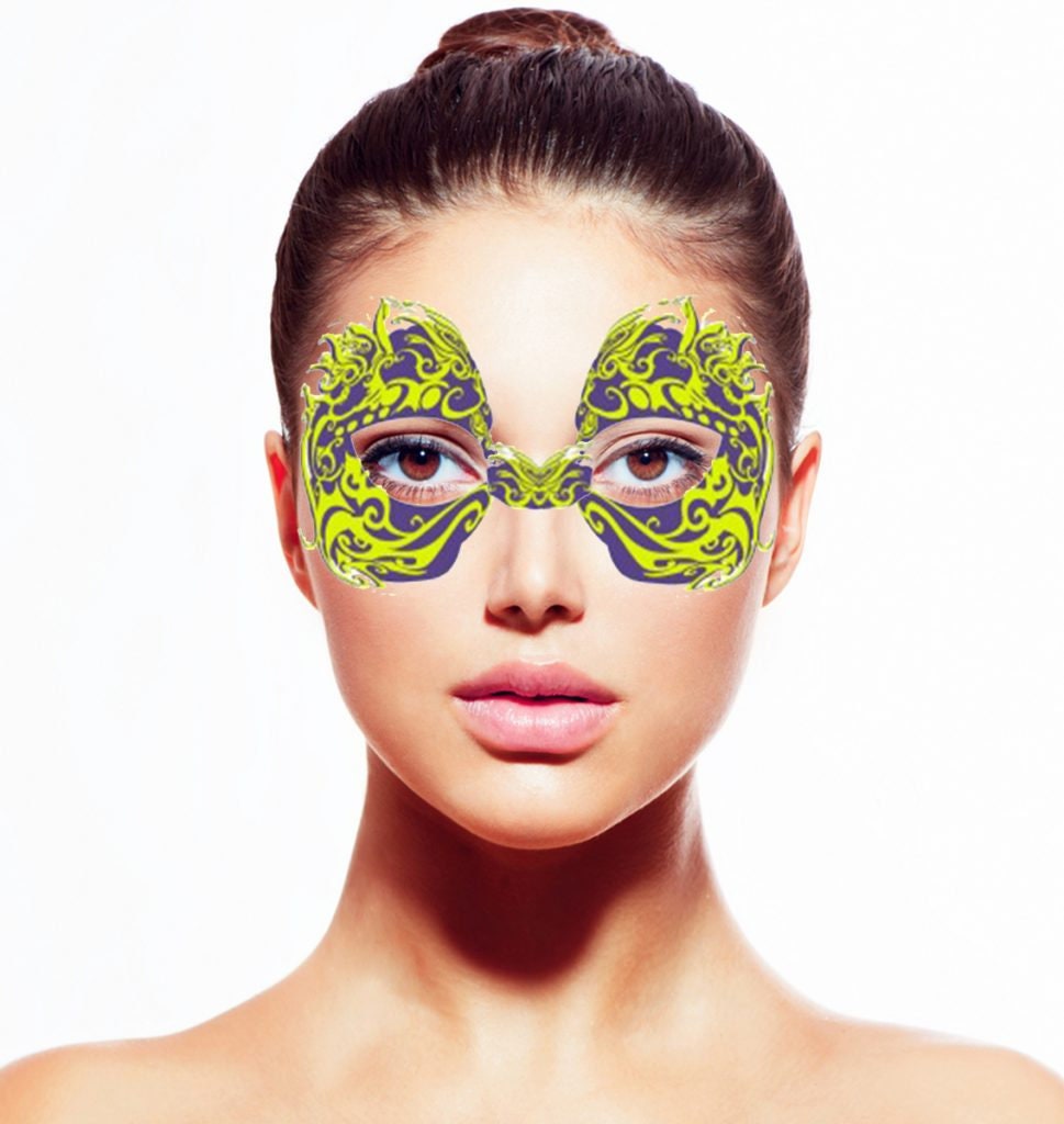 Flaming Lime Temporary Tattoo Face Mask