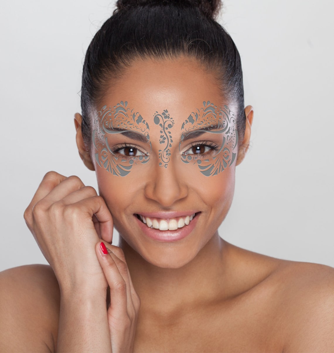 Silver Metallic Temporary Tattoo Face Mask Etsy