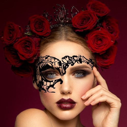 Silver Metallic Temporary Tattoo Face Mask Etsy