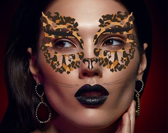 Leopard Remix Masque facial temporaire faux tatouage