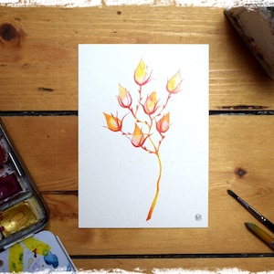 Postkarte "Feuerblüte" - Kunstdruck DIN A 6 Aquarell Blume orange Grußkarte