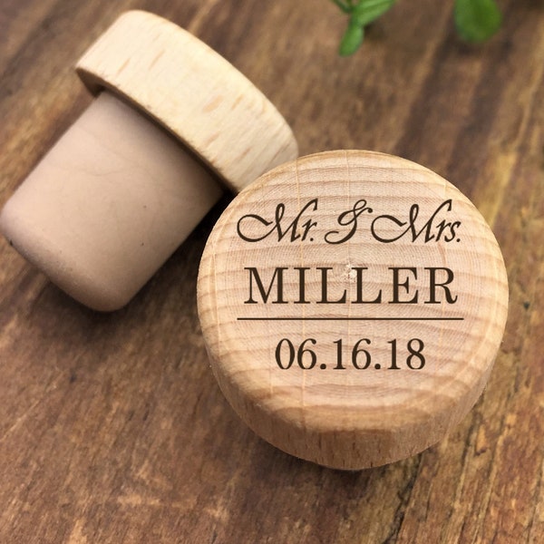 Personalized Wine Stopper - Custom Wine Stopper - Engraved Wood Wine Stopper - Wedding Favor - Wine Wedding Gift - Wine Cork - Customized