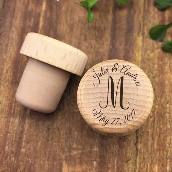 Personalized Wine Stopper - Custom Wine Stopper - Engraved Wood Wine Stopper - Wedding Favor - Wine Wedding Gift - Wine Cork - Customized