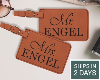 Personalized Luggage Tags - Set of 2 - Mr & Mrs Luggage Tags - Wedding Gift - Customized - Travel Tags - His and Hers Luggage Tags