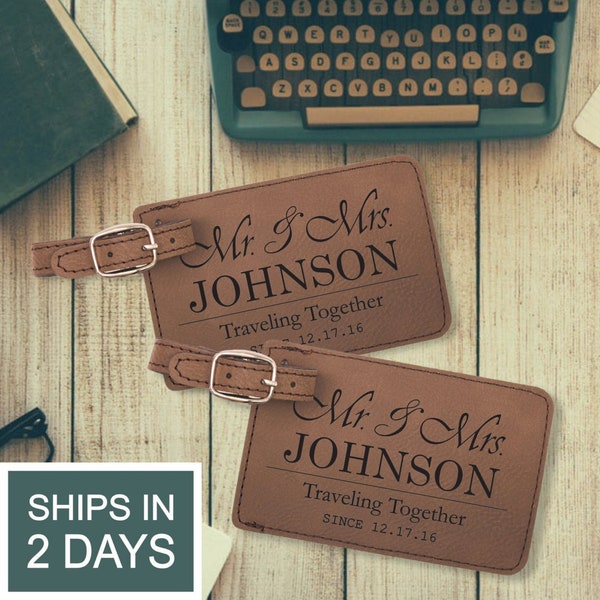 Personalized Luggage Tags - Set of 2  -  Mr & Mrs Luggage Tags - Traveling Together - Wedding Gift - Customized - Travel Tag - Luggage Tag