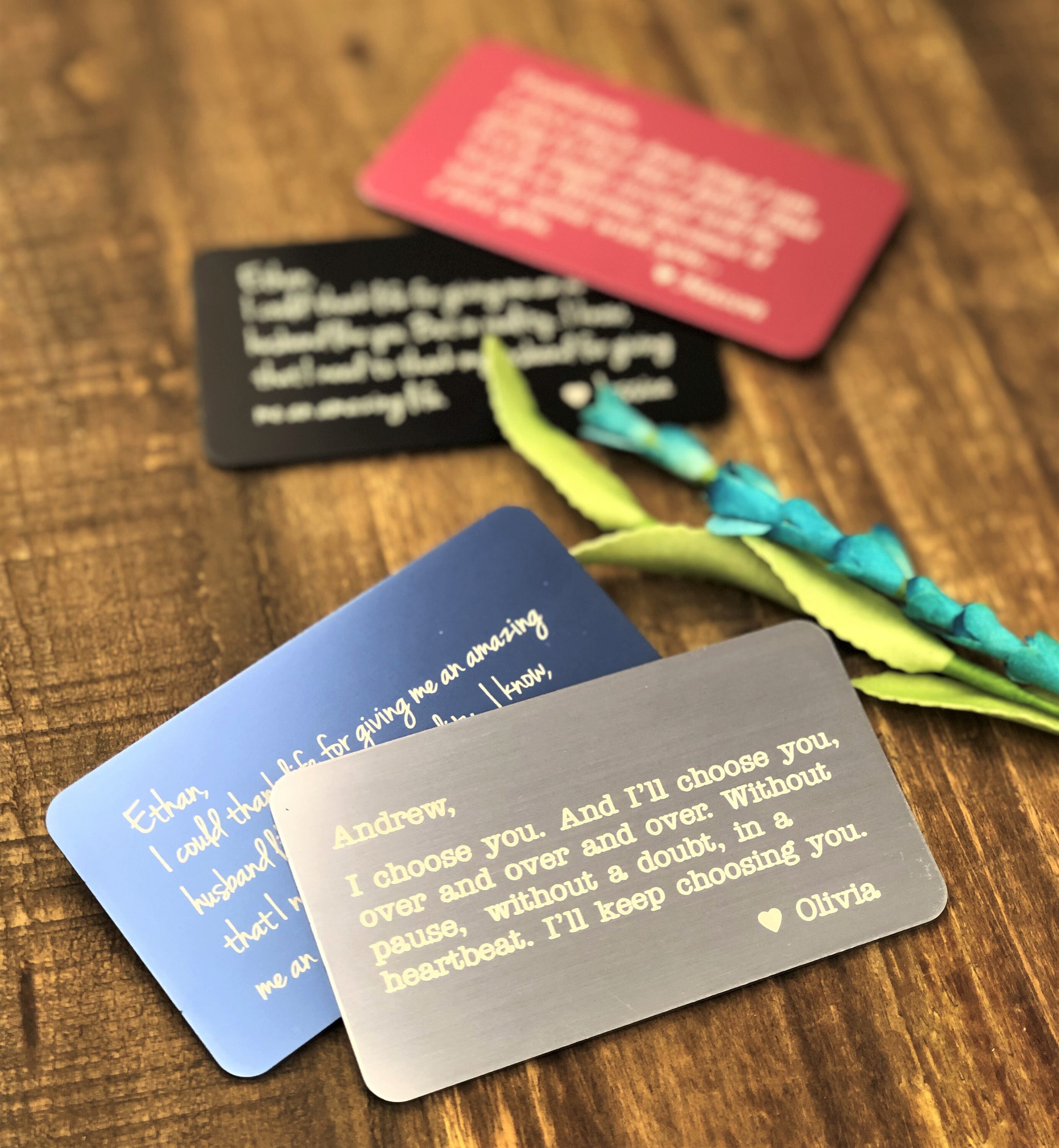 Personalized Metal Wallet Insert Card with any Text/Quote Laser