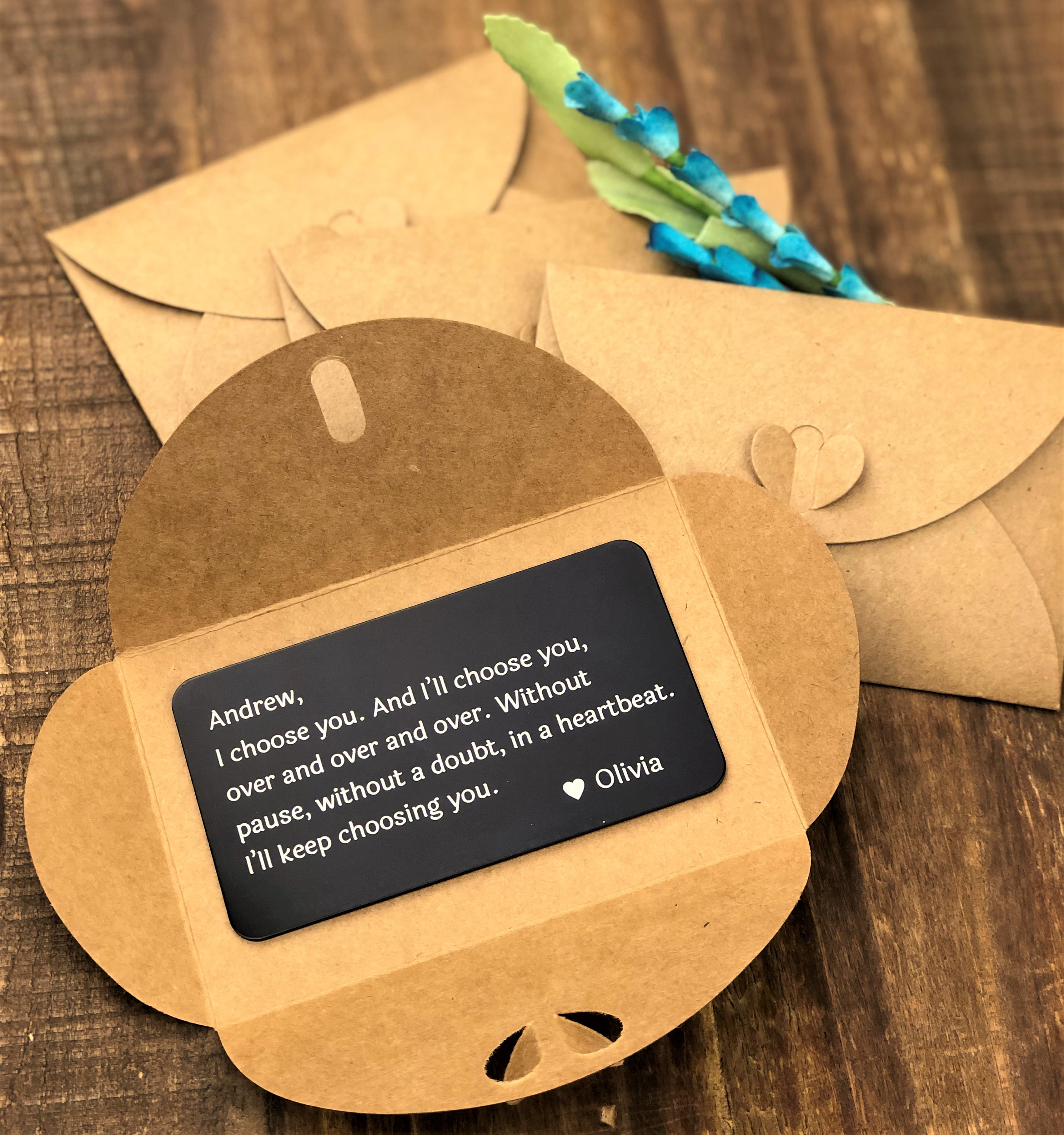 Personalized Metal Wallet Insert Card With Any Text Quote Laser 