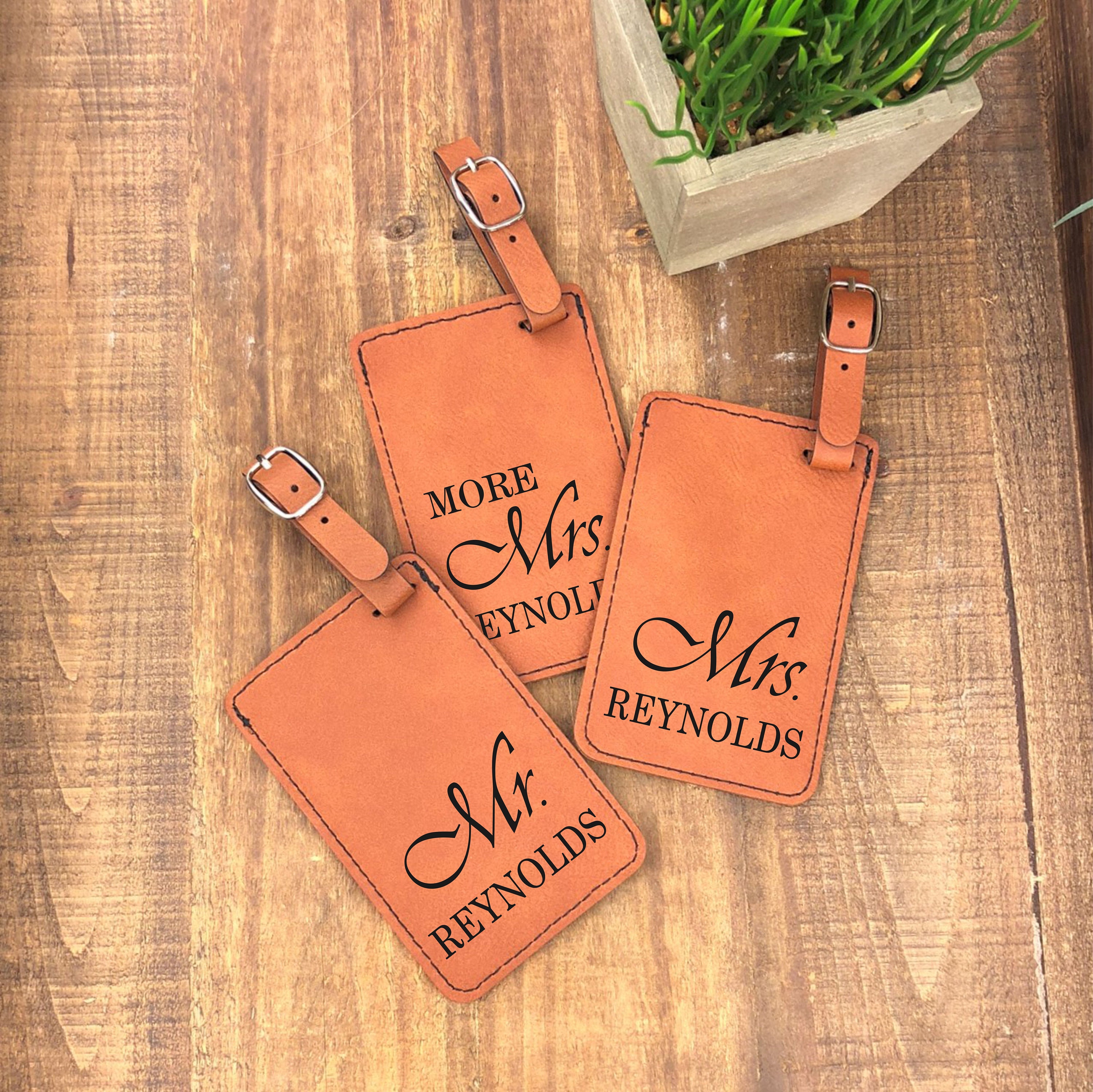 Mr and mrs luggage labels
