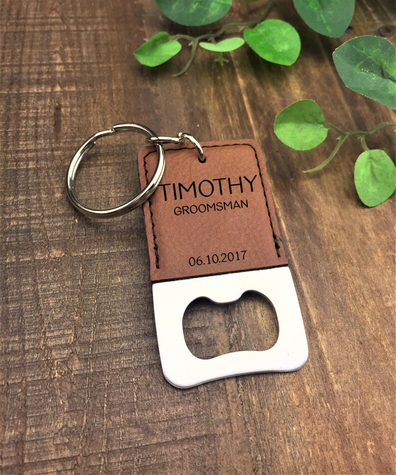 Personalized Bottle Opener Keychain Wedding Party Gift Bottle Opener Groomsman Gift Favor Keychain Engraved Customized