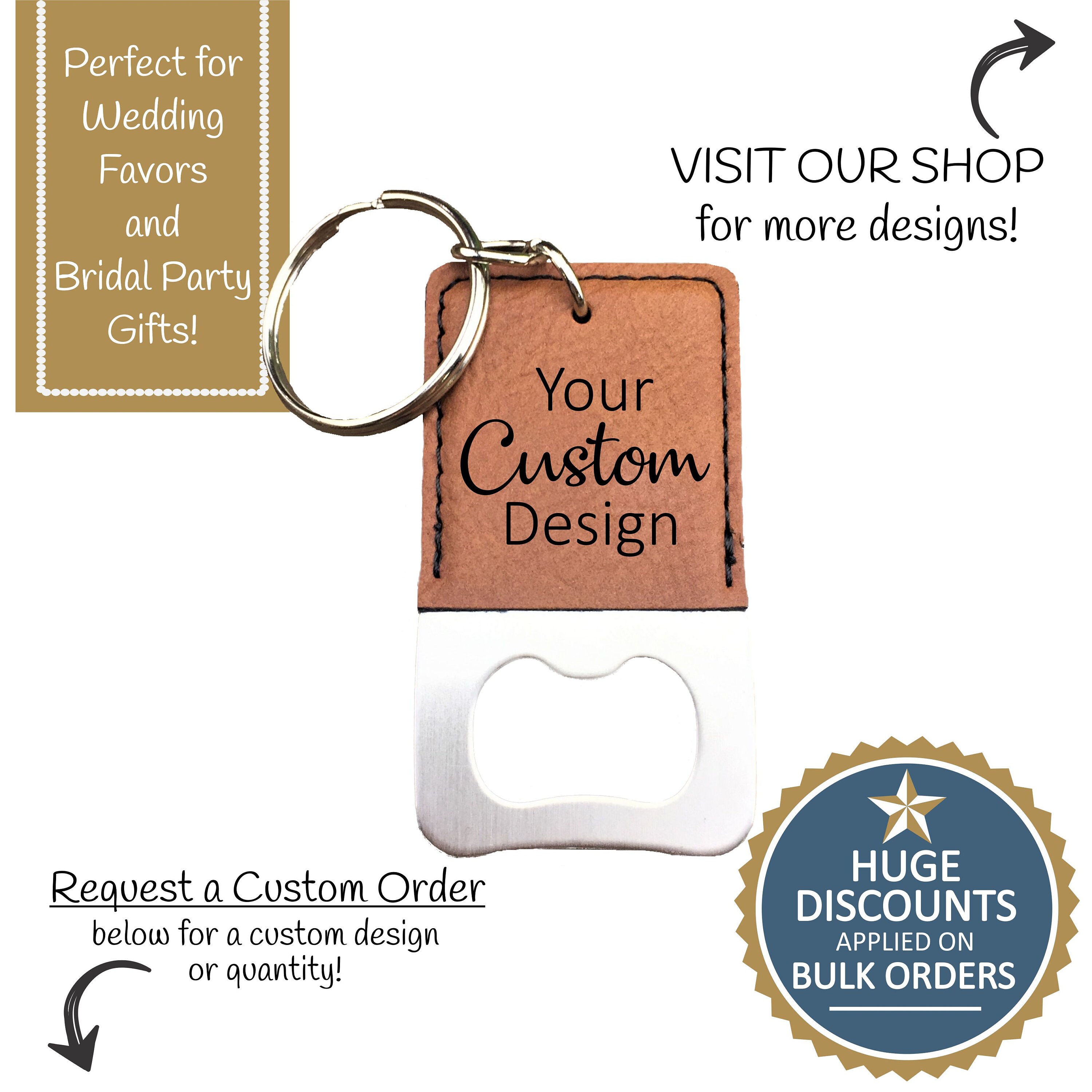 Personalized Bottle Opener Keychain Wedding Favor Customized