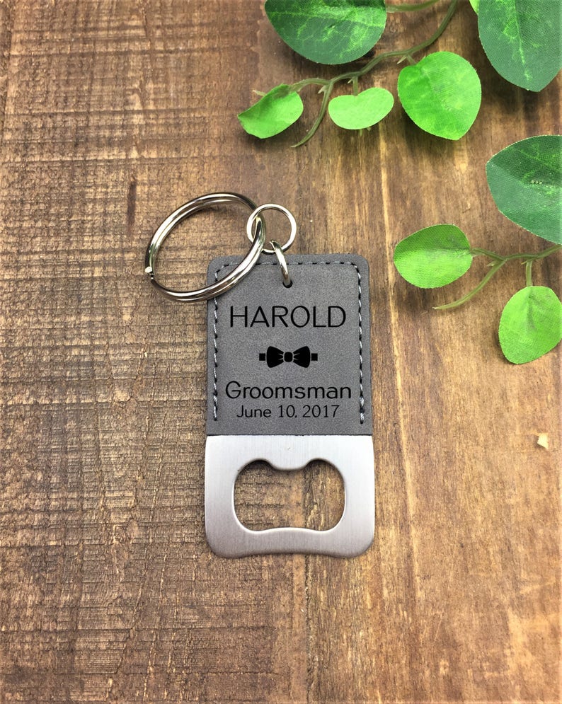 Personalized Bottle Opener Keychain Wedding Party Gift Bottle Opener Groomsman Gift Favor Keychain Engraved Customized