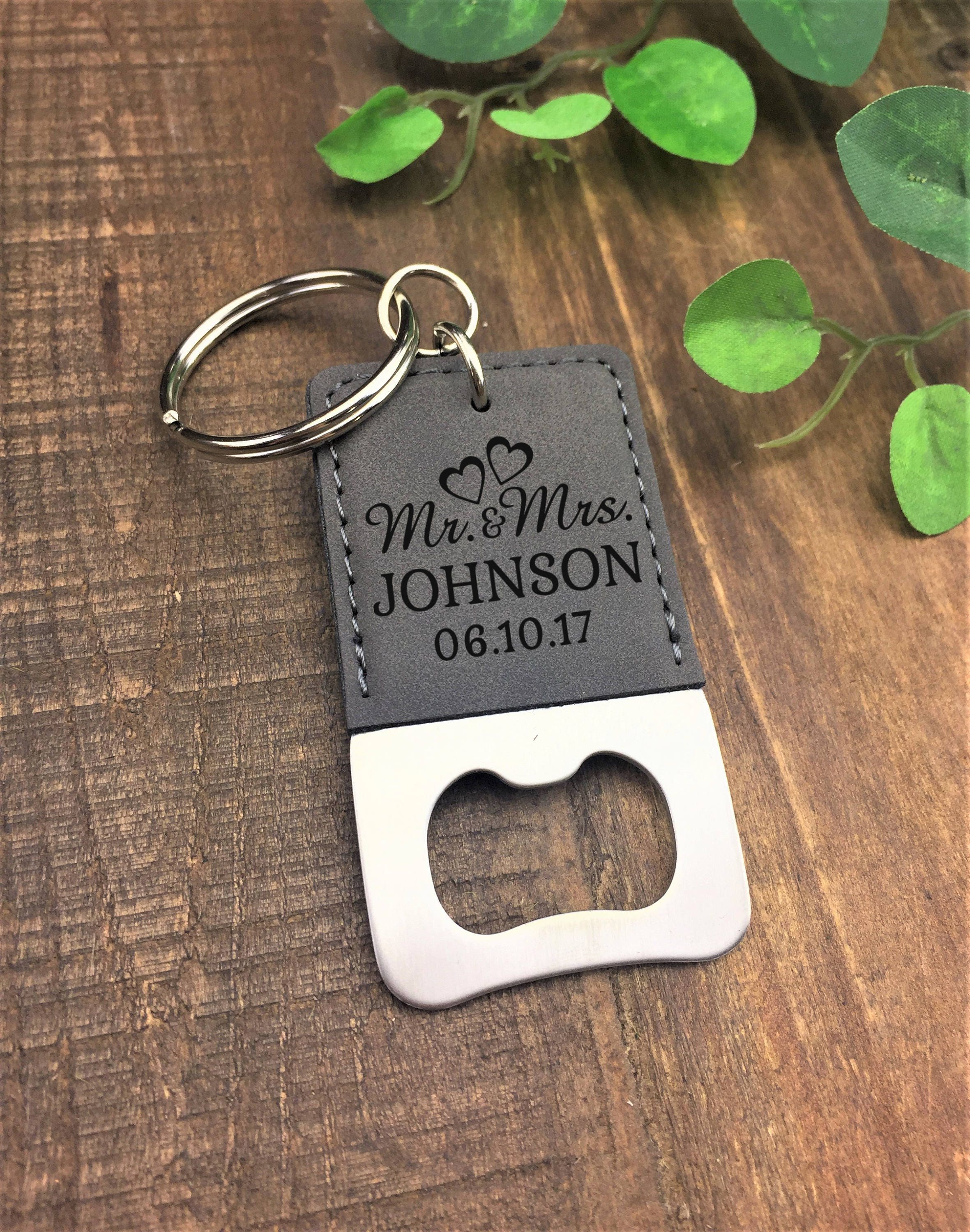 Personalized Bottle Opener Keychain Mr & Mrs Bottle Opener Etsy