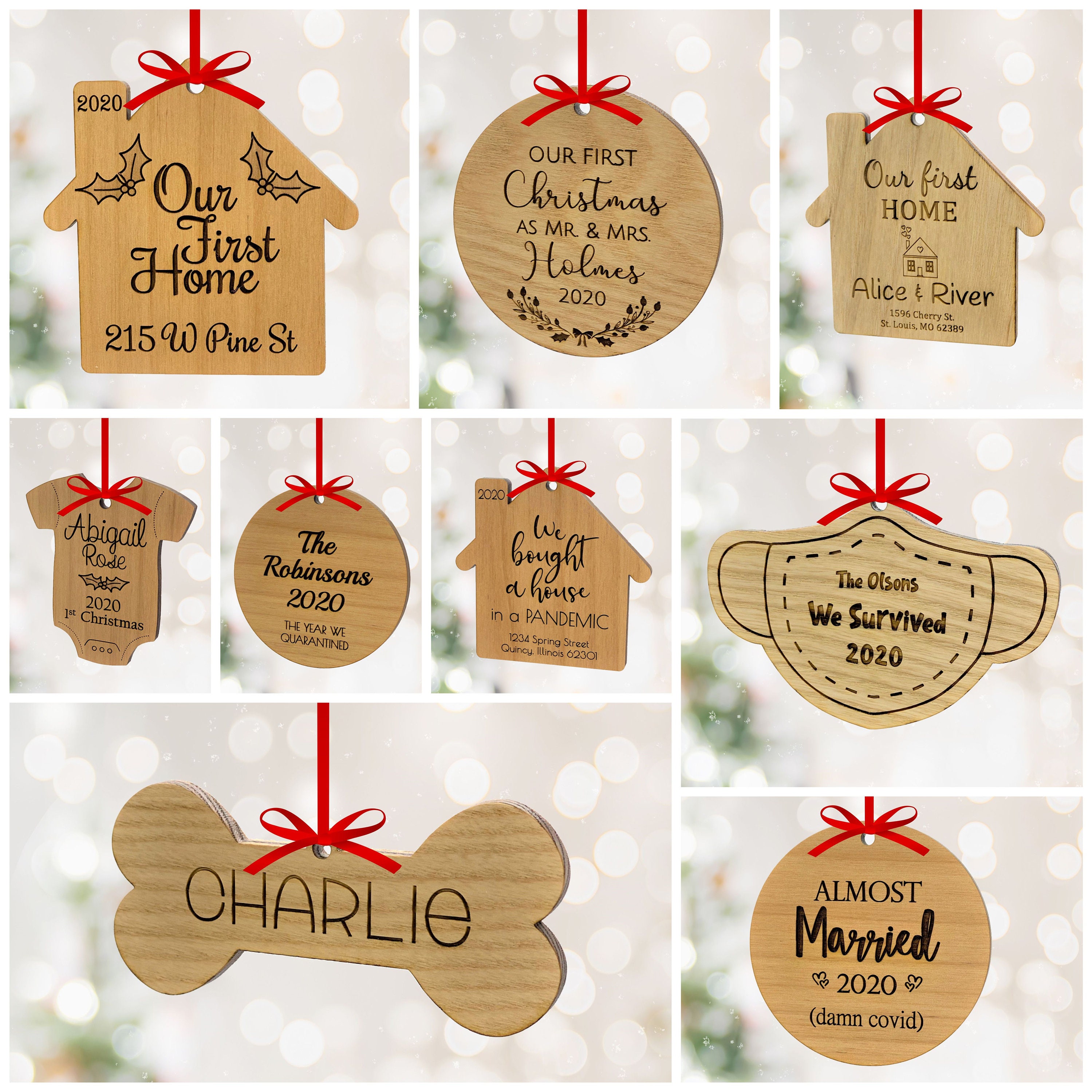 Engraved Christmas Stocking Name Tags w/ 6 Font Option - Wooden Name Tags  for Christmas Presents, Personalized Gift Tag, Custom Letters for Xmas 