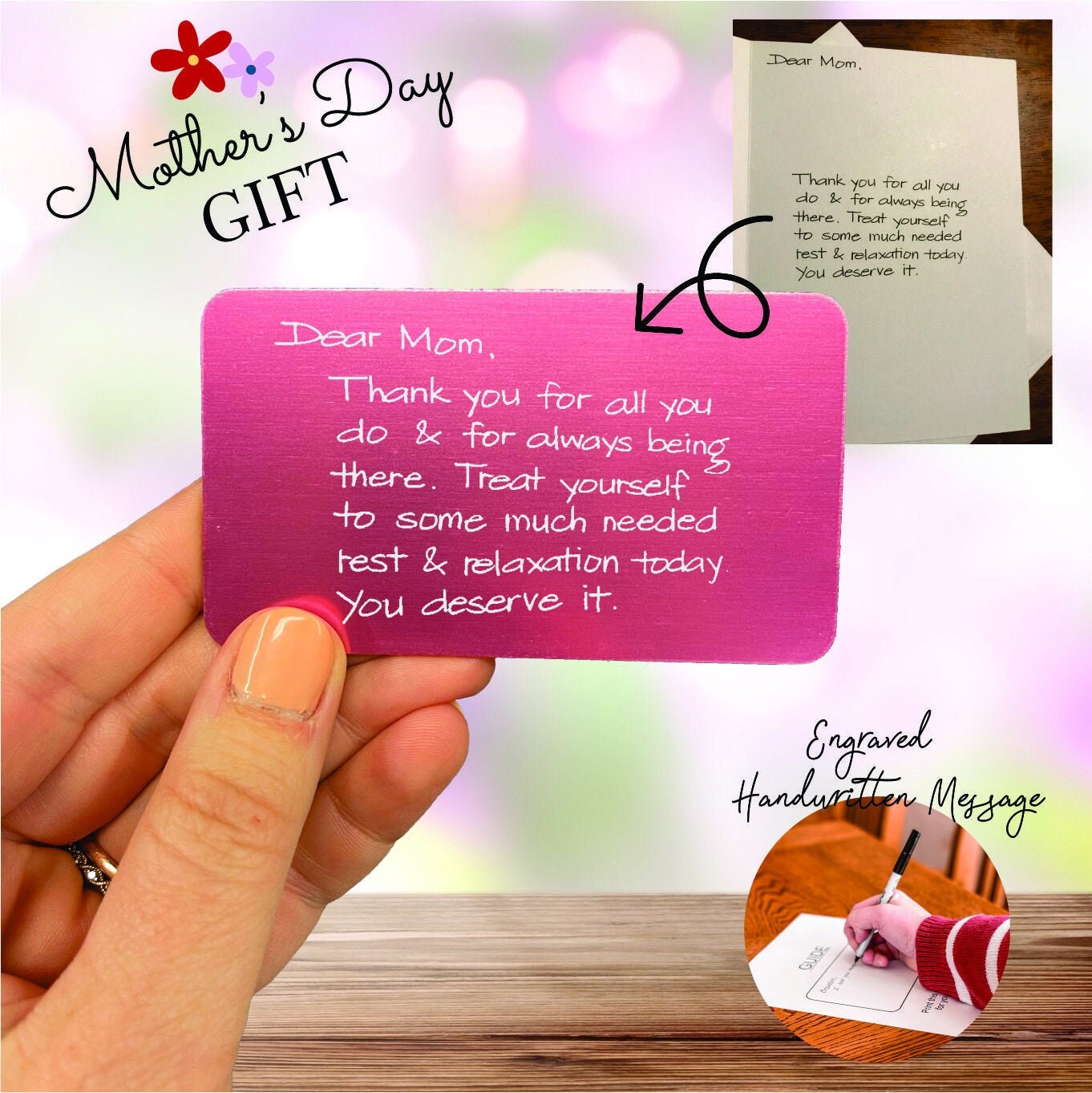 Handwritten Wallet Card Engraved Wallet Insert FREE SHIPPING Your