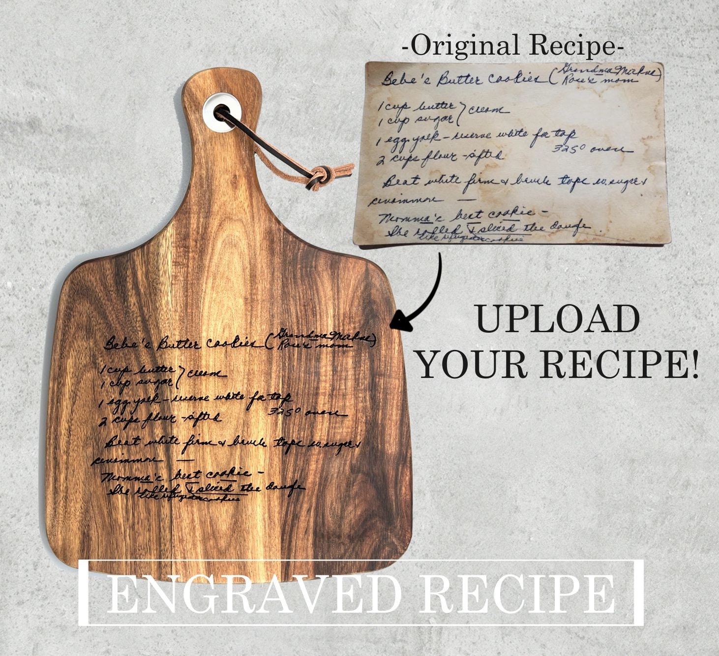 Personalized Recipe Cutting Board Recipe Engraved Handwritten Gifts