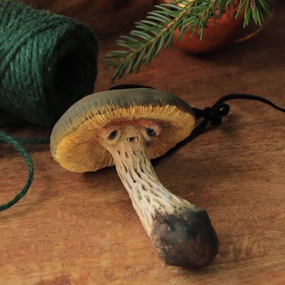 Creepy Cute Mushroom Sculpture – OOAK Handmade Paper Clay Art
