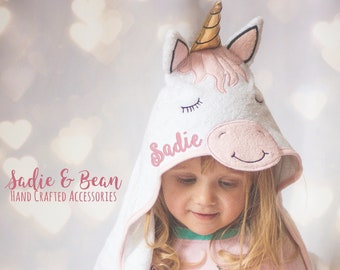 Personalized hooded towel, bath wrap, Monogrammed hooded towel, infant, toddler, baby gift, personalized, monogram, birthday gift, unicorn