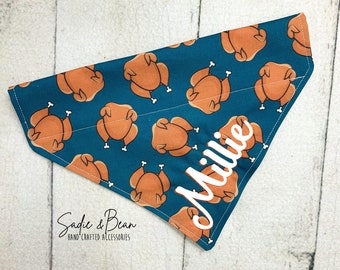 Turkey Dog Bandana, Thanksgiving, Embroidered, leg day, funny, monogram Bandana, Bandana, personalized, dog bandana, cat bandana, collar