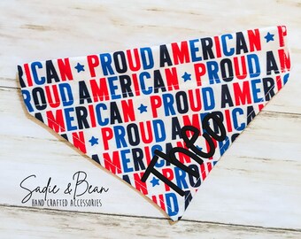 Vote Dog Bandana, Bordado, patriótico, 4 de julio, rojo blanco y azul, América, Bandana, personalizado, pañuelo para perros, pañuelo para gatos, collar