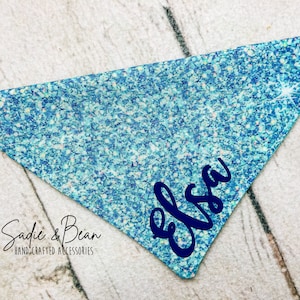 Sparkle Dog Bandana, Embroidered, Teal, blue, cute, frozen, glitter, monogram Bandana, Girl, dog bandana, cat bandana, collar, custom