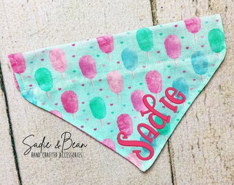 Candy Dog Bandana, Ricamato, rosa, carino, personalizzato, Zucchero filato, monogramma Bandana, Sciarpa per cani, bandana del cane, bandana gatto, Carnevale