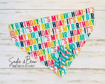 Cumpleaños Perro Bandana, Bordado, feliz cumpleaños, cumpleaños perro, cumpleaños Bandana, Bandana, personalizado, pañuelo para perros, pañuelo para gatos, collar