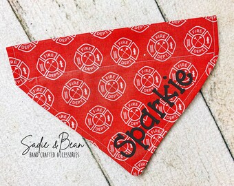 Firefighter Dog Bandana, First Responder, Embroidered, Fire, Dog Bandana, personalized, dog bandana, Bunker Gear, k9, Black and Yellow
