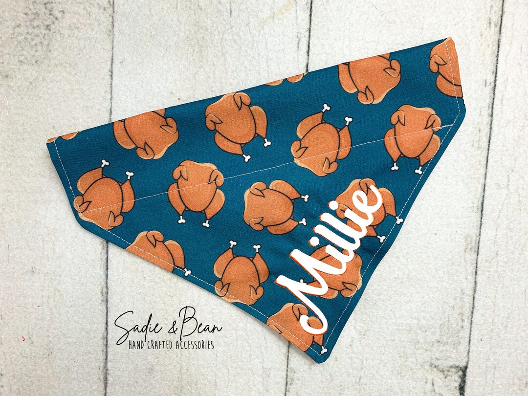 Turkey Dog Bandana, Thanksgiving, Embroidered, Leg Day, Funny, Monogram