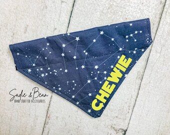 Space Dog Bandana, Embroidered, stars, constellations, space, monogram Bandana, Bandana, personalized, dog bandana, cat bandana, collar