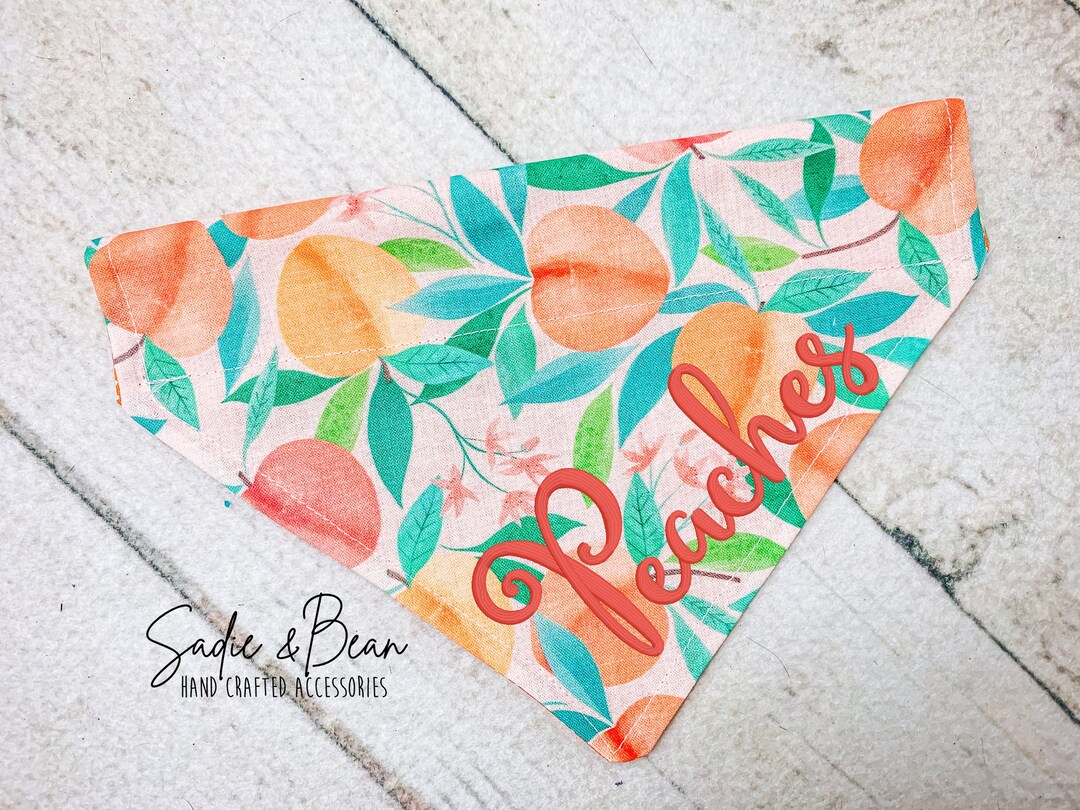 Peaches Dog Bandana Embroidered Summer Peach Dog Bandana Etsy