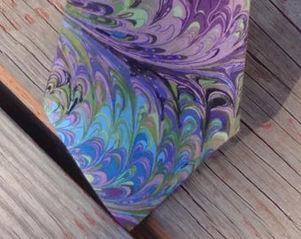 Oil Slick Water Marble Tie, Purple and Blue Necktie, Water Marble Necktie, Marble Necktie, Marbleized Necktie