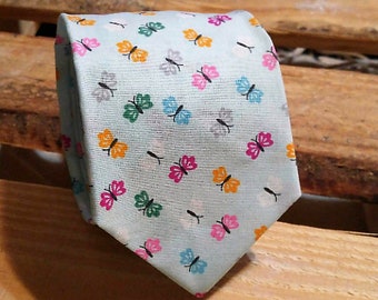 Baby Blue Bright Butterfly Necktie, Insect Necktie, Butterflies Necktie, Animal Necktie