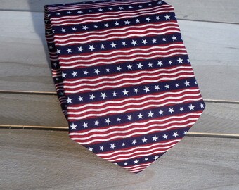 Stripes and Stars Necktie, Patriotic Necktie, 4th of July Necktie, United States, Red White and Blue