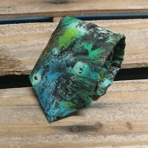 Green Blue and Orange Oil Slick Necktie, Tie Dye Necktie, Fun Necktie, Mechanic Necktie, Original Necktie